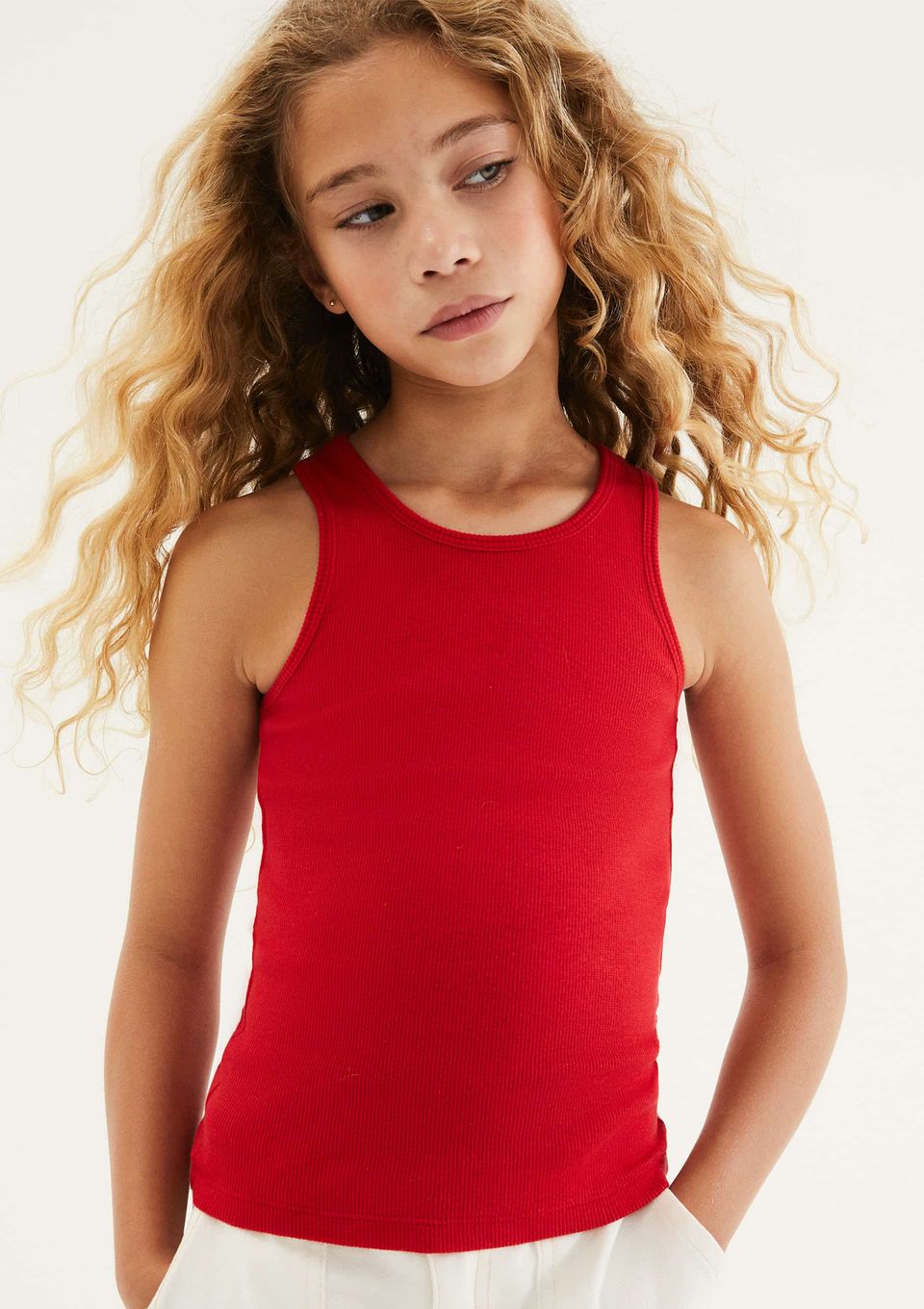 Regata Básica Infantil Menina em Ribana - Vermelho