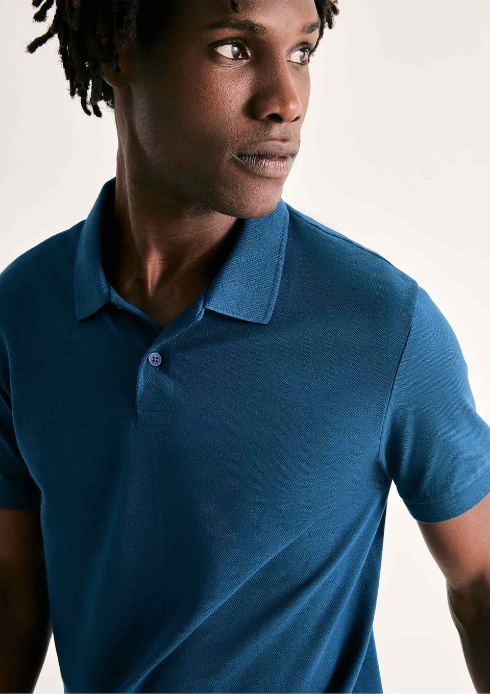 Camisa Polo Básica Masculina Manga Curta em Piquet - Azul