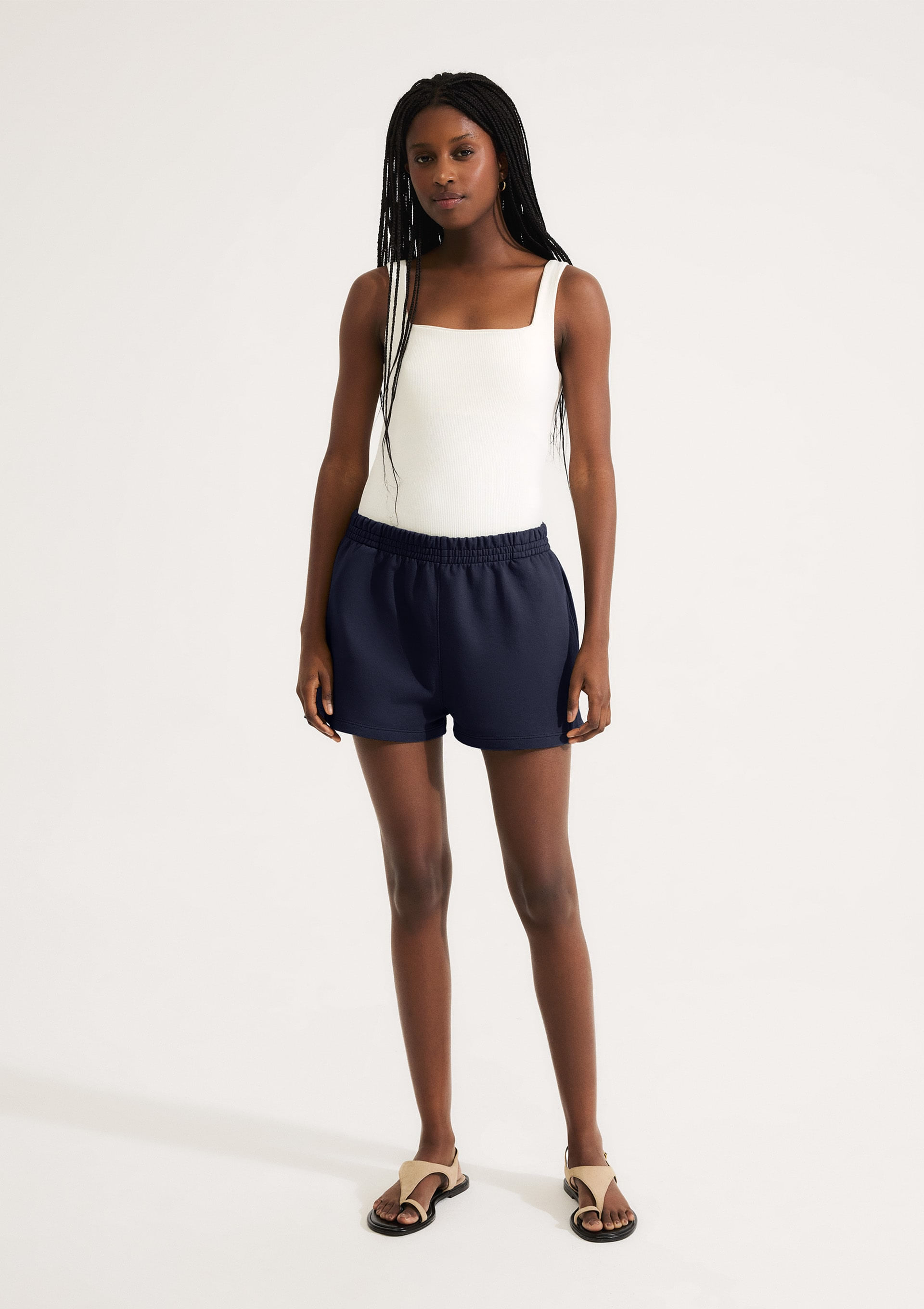Shorts Feminino em Malha Binada - Azul — Hering