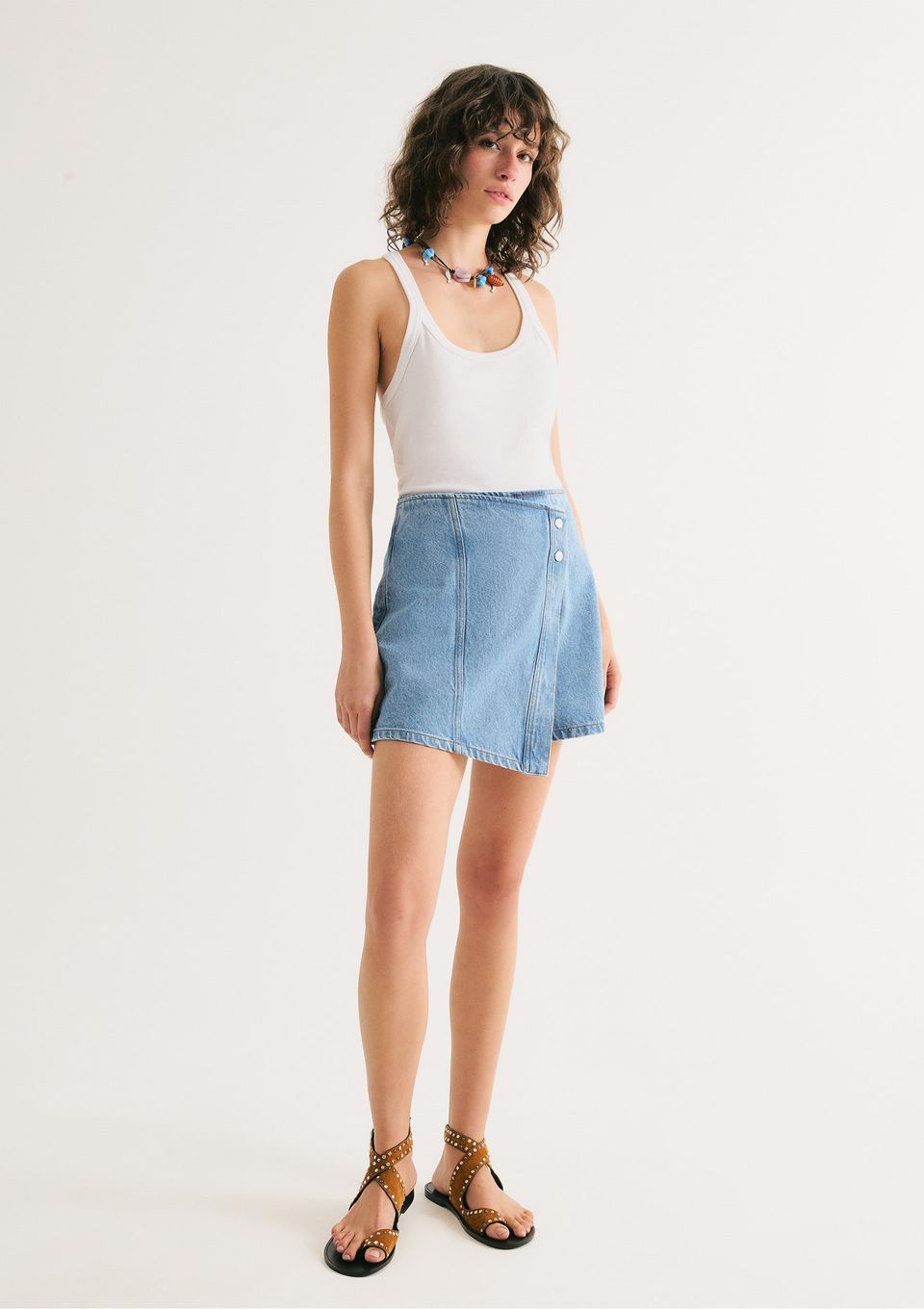 Shorts Saia Jeans Cintura Média - Azul