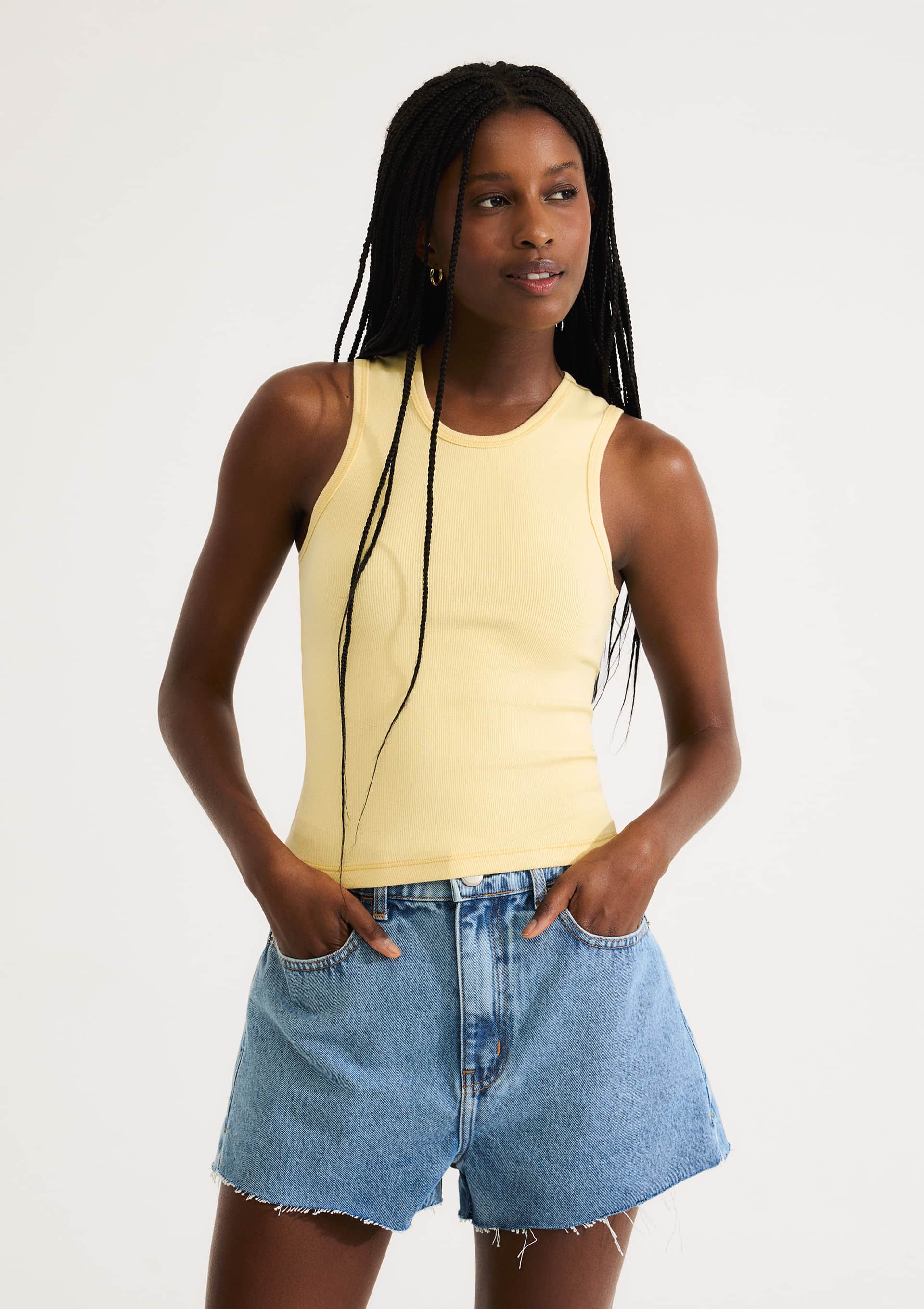 Regata Feminina Ribana Com Elastano - Amarelo