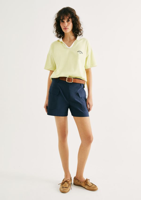 Shorts Feminino De Alfaiataria - Azul 044
