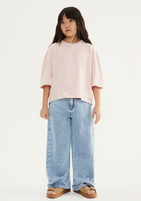 Blusa Infantil Menina Oversized Em Malha Binada - Rosa 014
