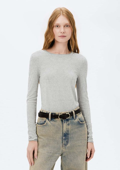 Blusa Feminina Manga Longa Slim em Tricô Leve - Cinza — Hering