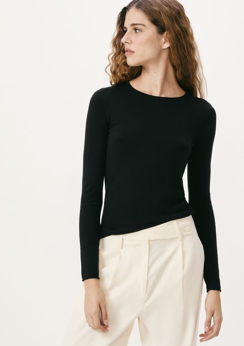 Blusa Feminina Manga Longa Slim em Tricô Leve - Preto — Hering