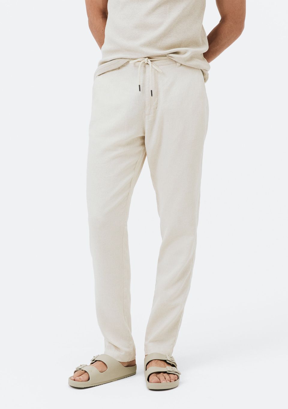 Calça Masculina Reta em Viscolinho - Bege