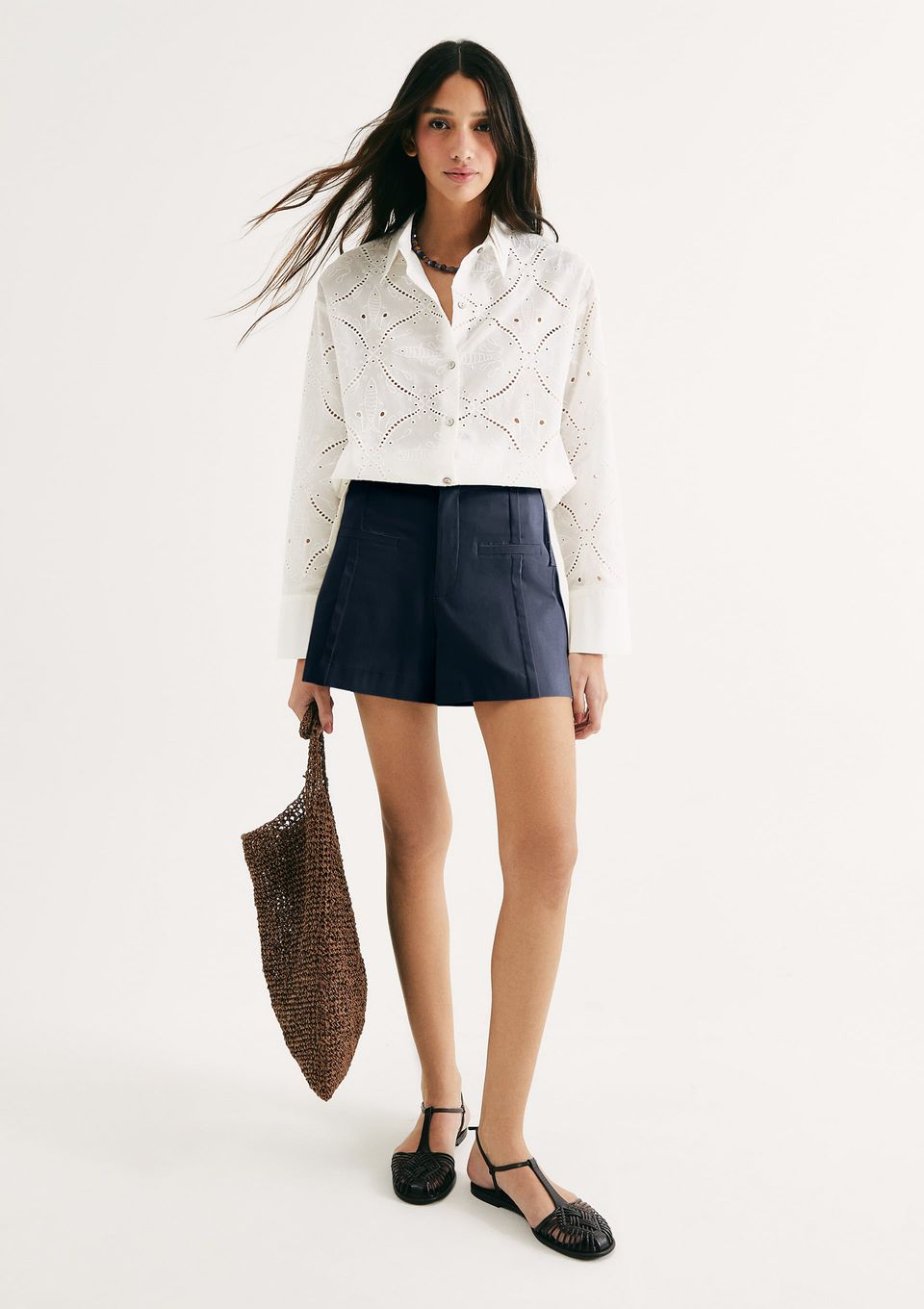 Shorts Feminino em Alfaiataria - Azul
