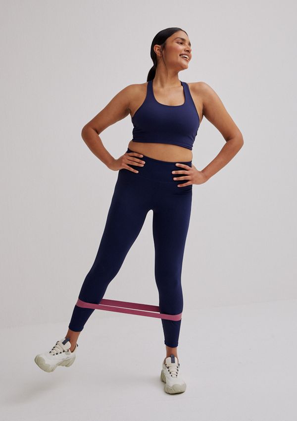 Calça Legging Feminina Esportiva Básica Biodegradável - Azul P