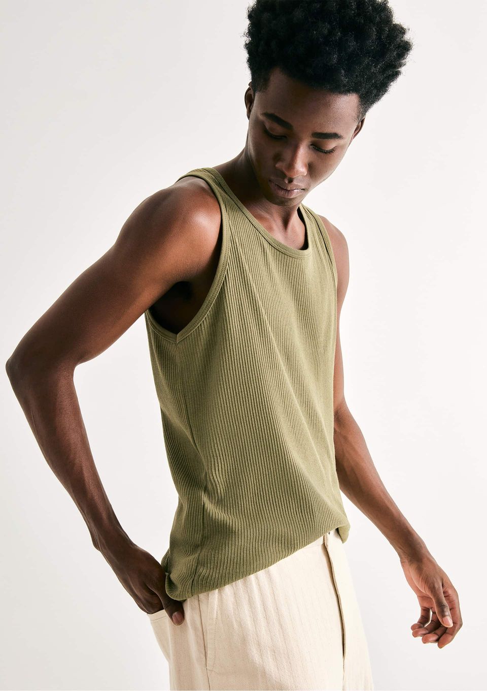 Regata Básica Masculina Slim em Ribana - Verde