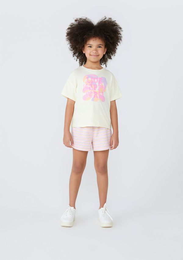 Conjunto Infantil Menina Curto Estampado - Amarelo 004