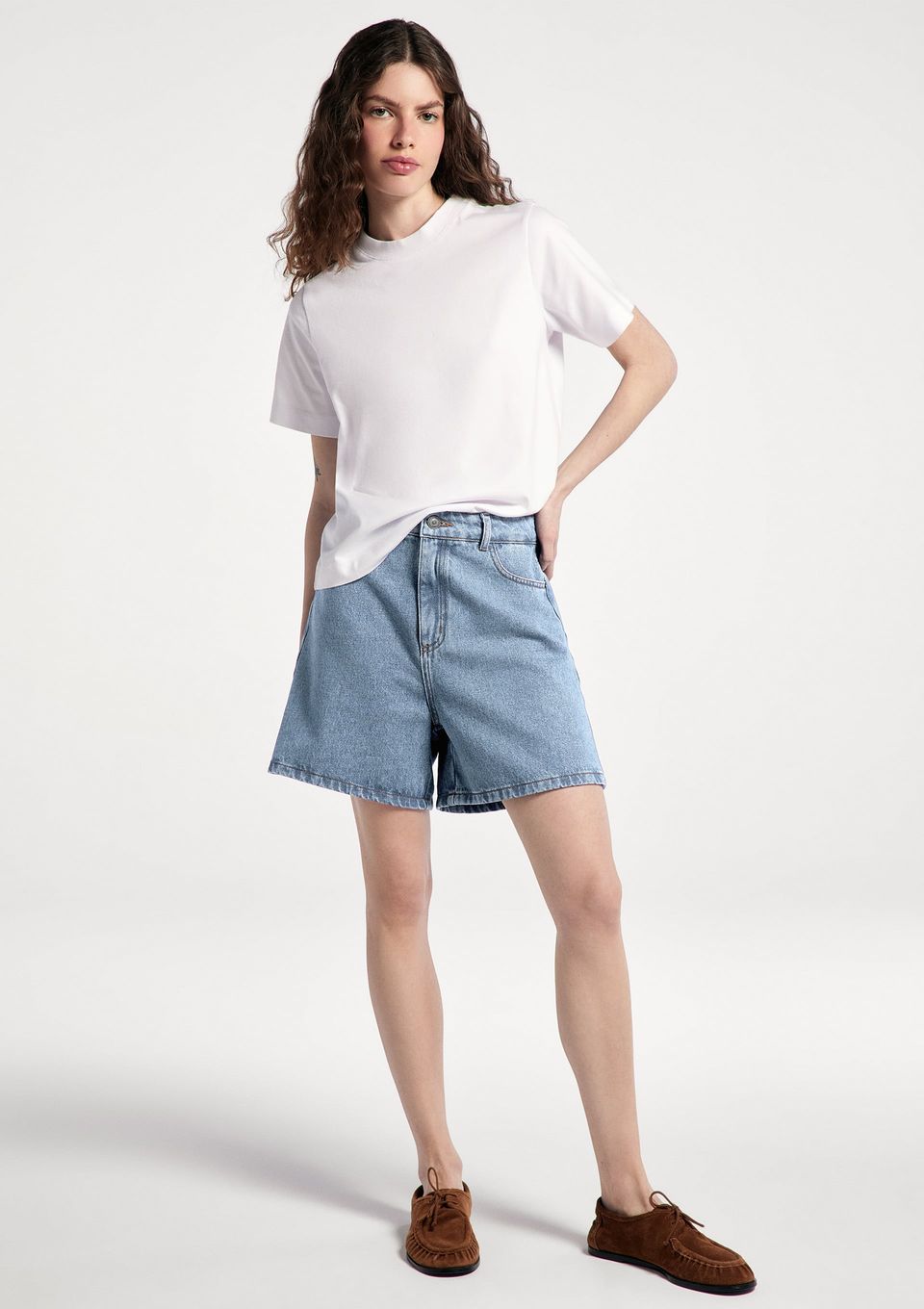 Shorts Jeans Feminino Cintura Alta - Azul