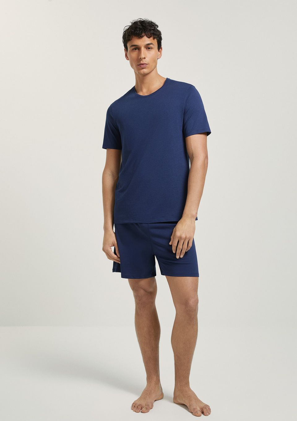 Pijama Curto Masculino Comfort em Algodão Pima - Azul