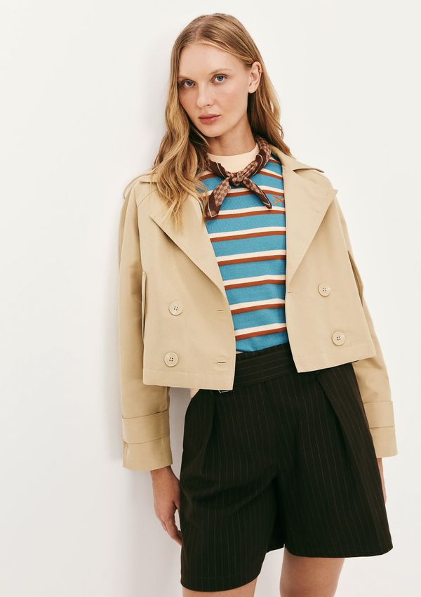Trench Coat Feminino Curto - Bege P