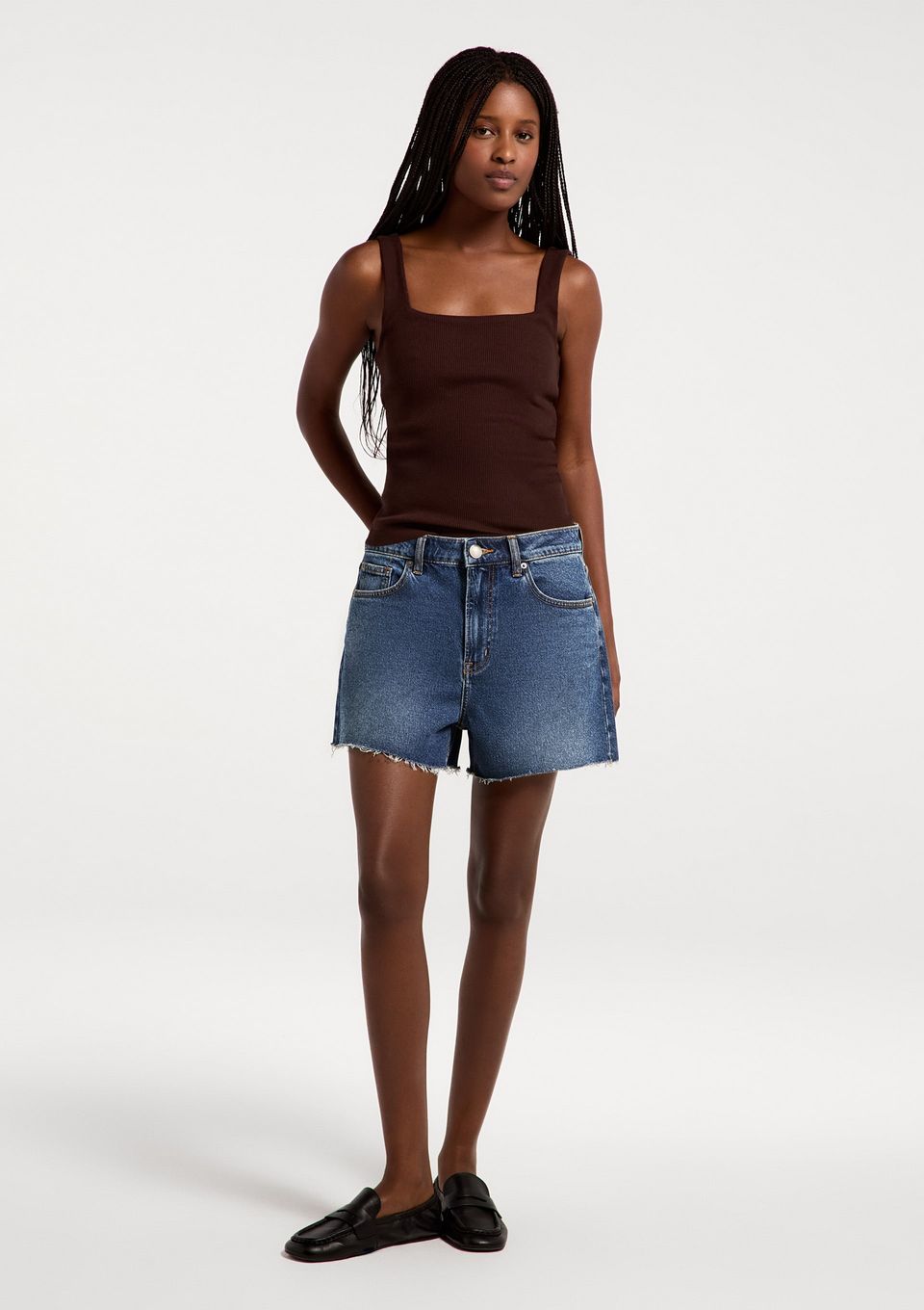 Shorts Jeans Feminino Cintura Média - Azul