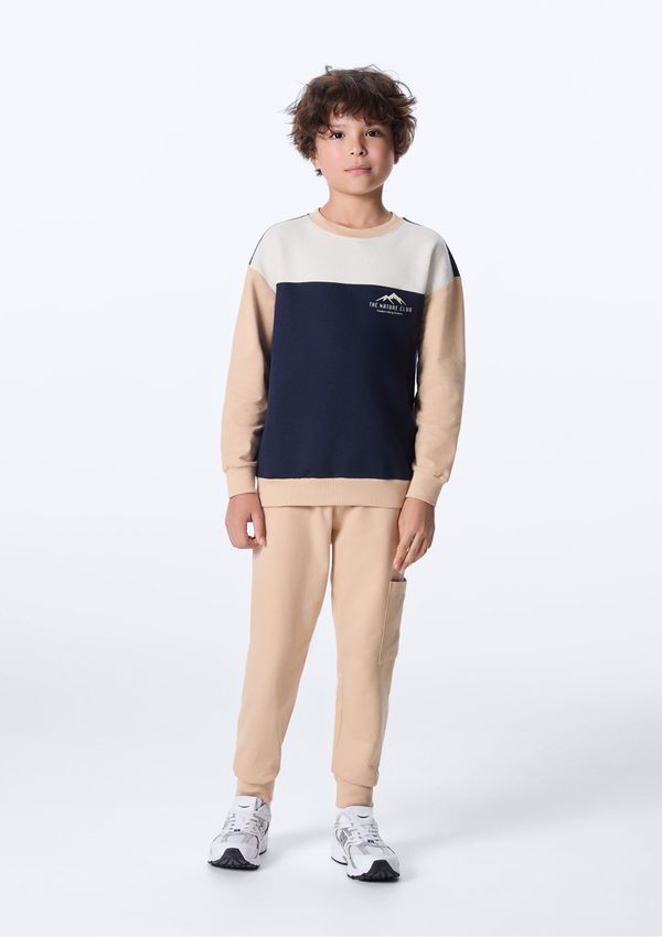 Conjunto De Moletom Infantil Menino Com Estampa - Bege 012