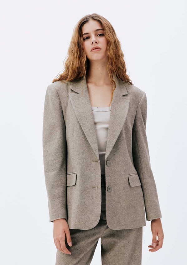 Blazer Feminino Oversized Em Lã - Cinza XG