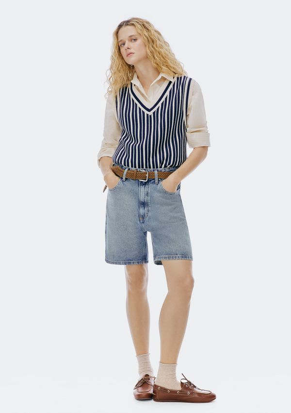 Bermuda Jeans Feminina Cintura Média - Azul 042