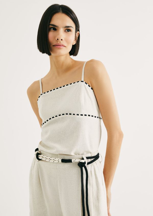 Regata Feminina Evasê Em Viscolinho - Off white XP