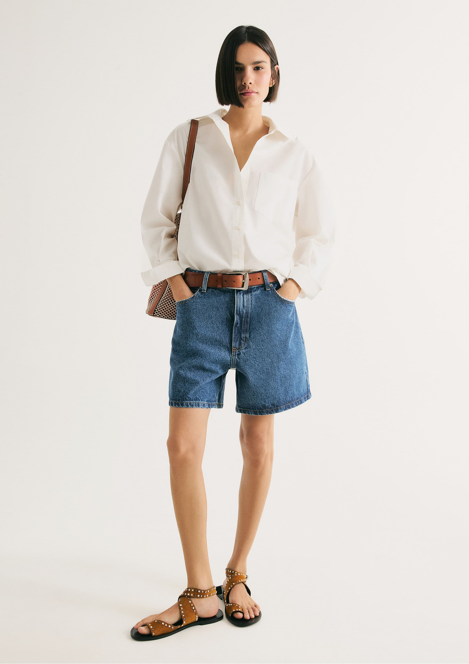 Shorts Jeans Feminino Cintura Alta - Azul