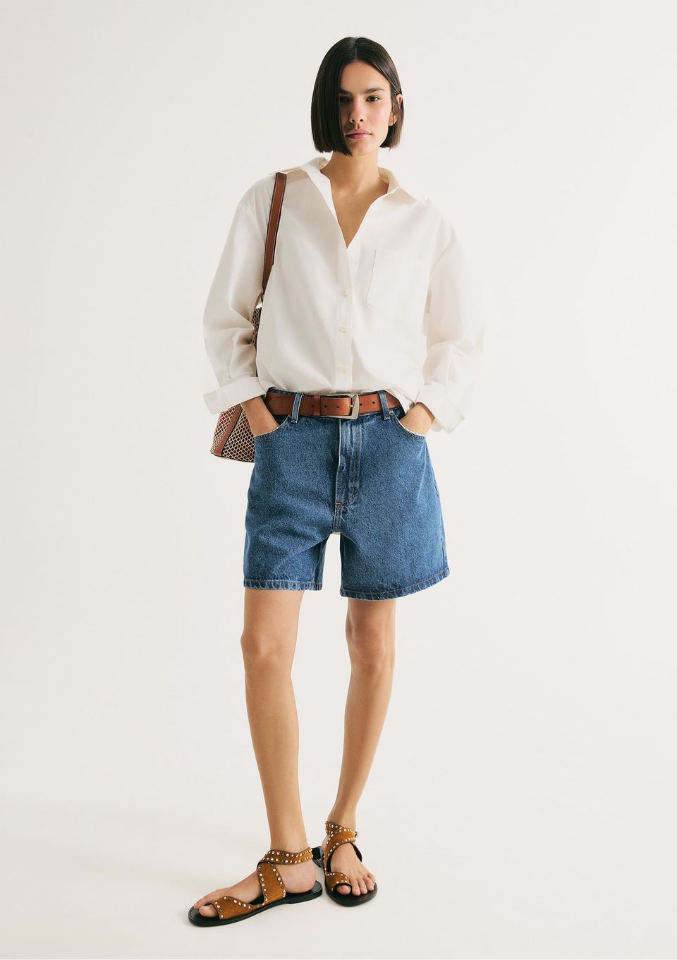 Shorts Jeans Feminino Cintura Alta - Azul