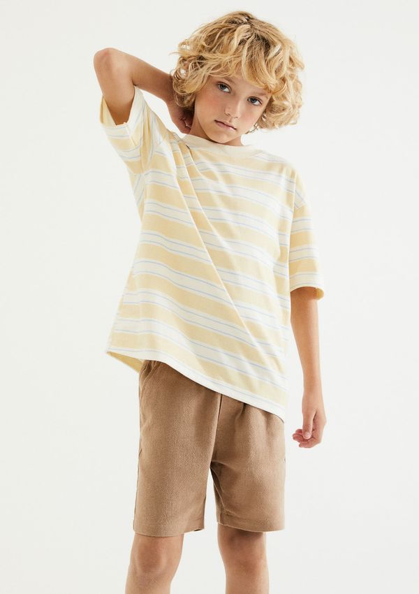 Bermuda Infantil Menino Reta Em Algodão - Bege 012