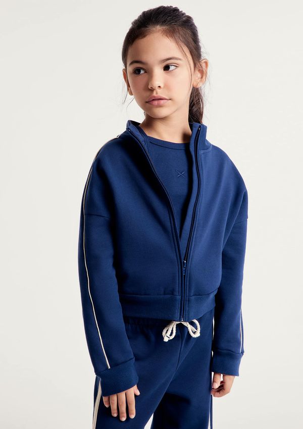 Jaqueta Infantil Menina Em Moletom Peluciado - Azul 004