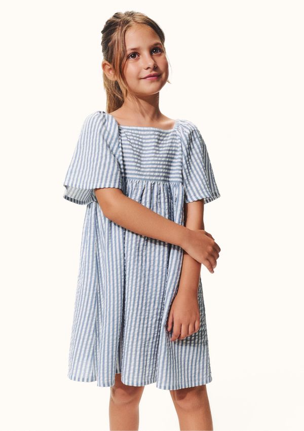 Vestido Infantil Menina Fio Tinto - Azul 014