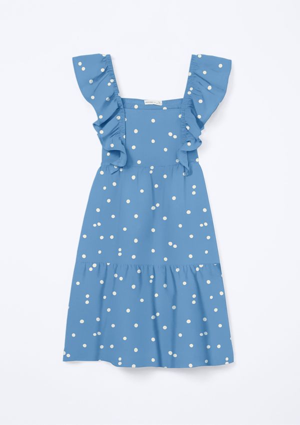 Vestido Infantil Curto Com Babados - Azul 016