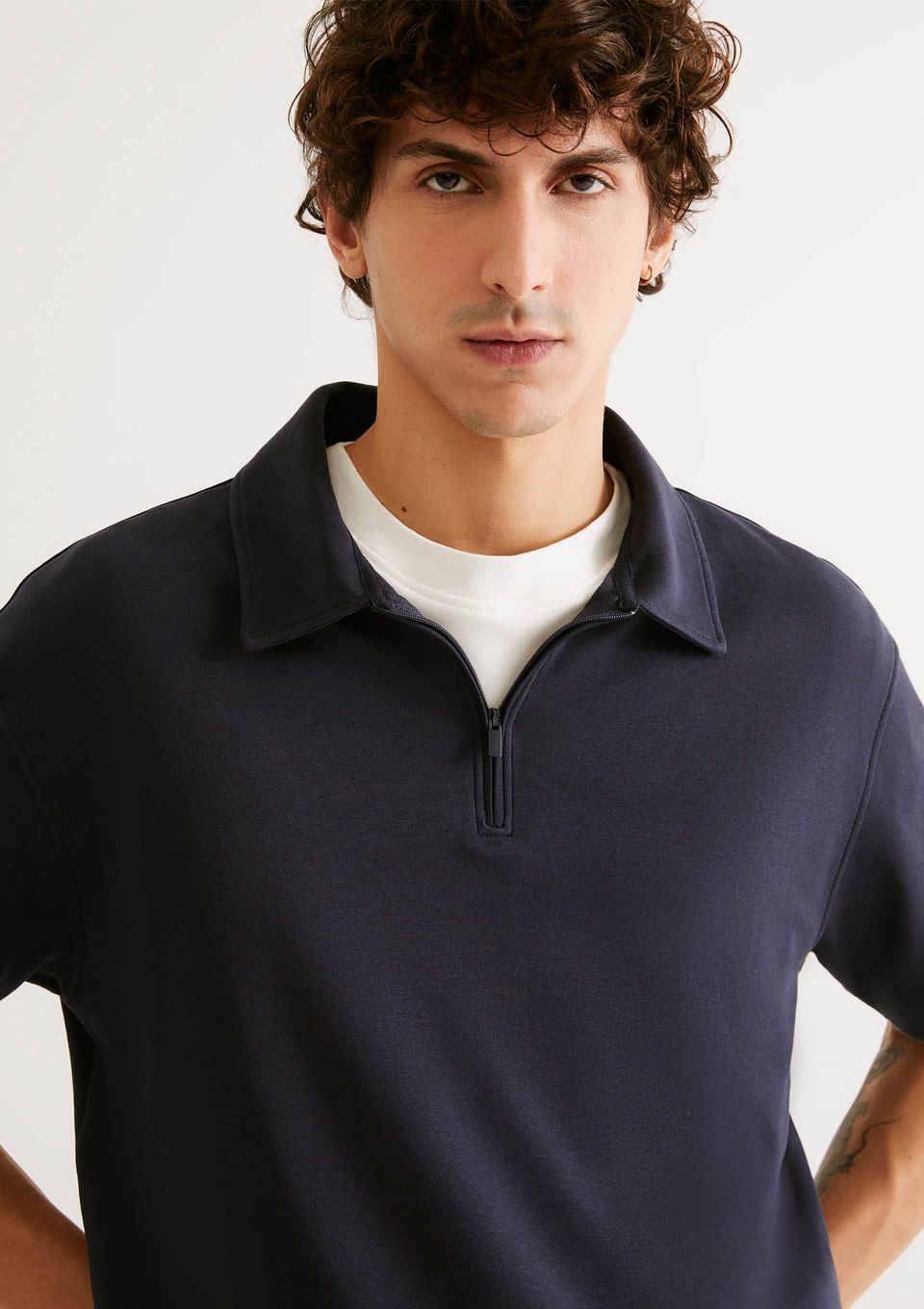 Camisa Polo Masculina em Malha Tech - Azul