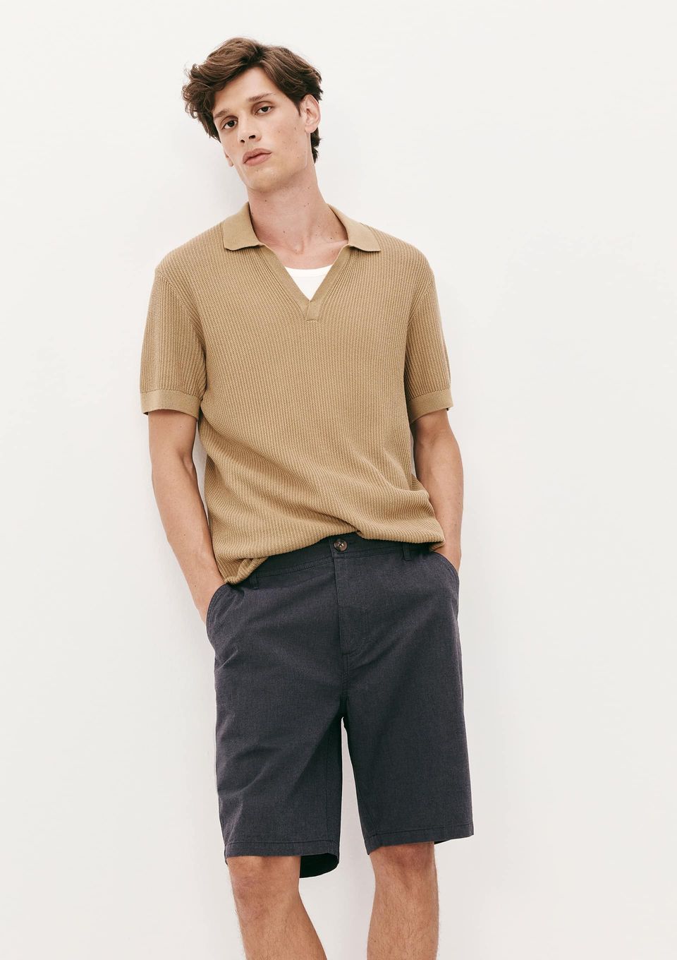Bermuda Masculina Chino Fio Tinto - Cinza