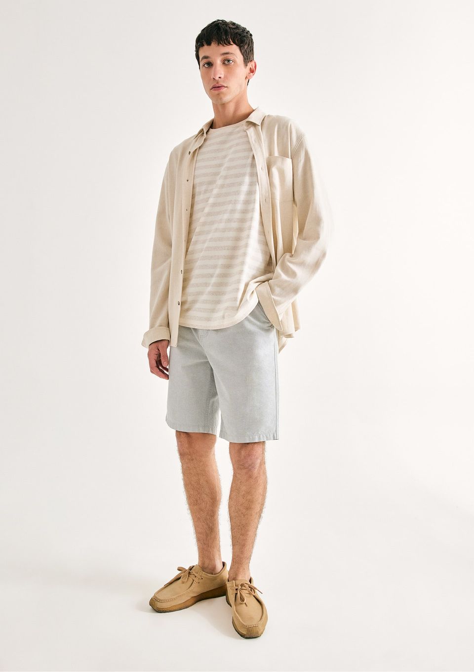 Bermuda Masculina Chino Fio Tinto - Cinza