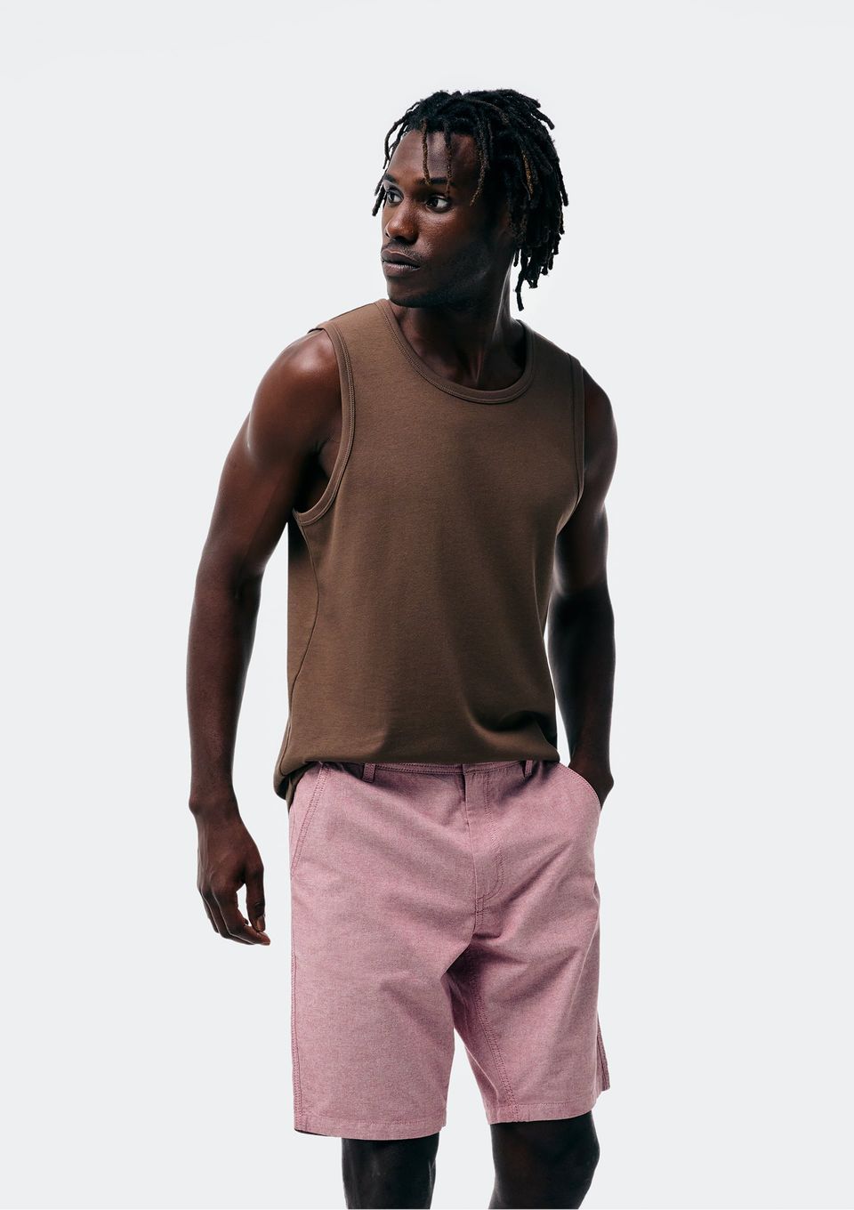 Bermuda Masculina Chino Fio Tinto - Rosa