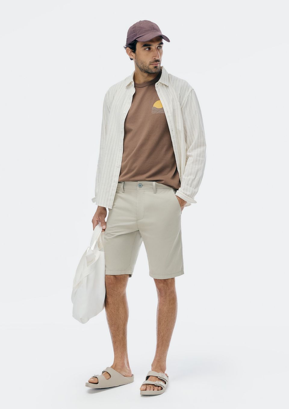 Bermuda Básica Masculina Chino - Cinza