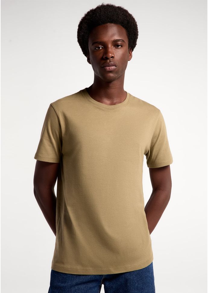 Camiseta Básica Unissex Manga Curta Regular World - Marrom