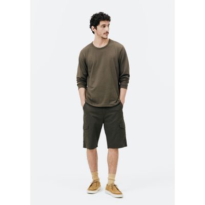 Bermuda Básica Masculina Cargo Em Sarja - Verde