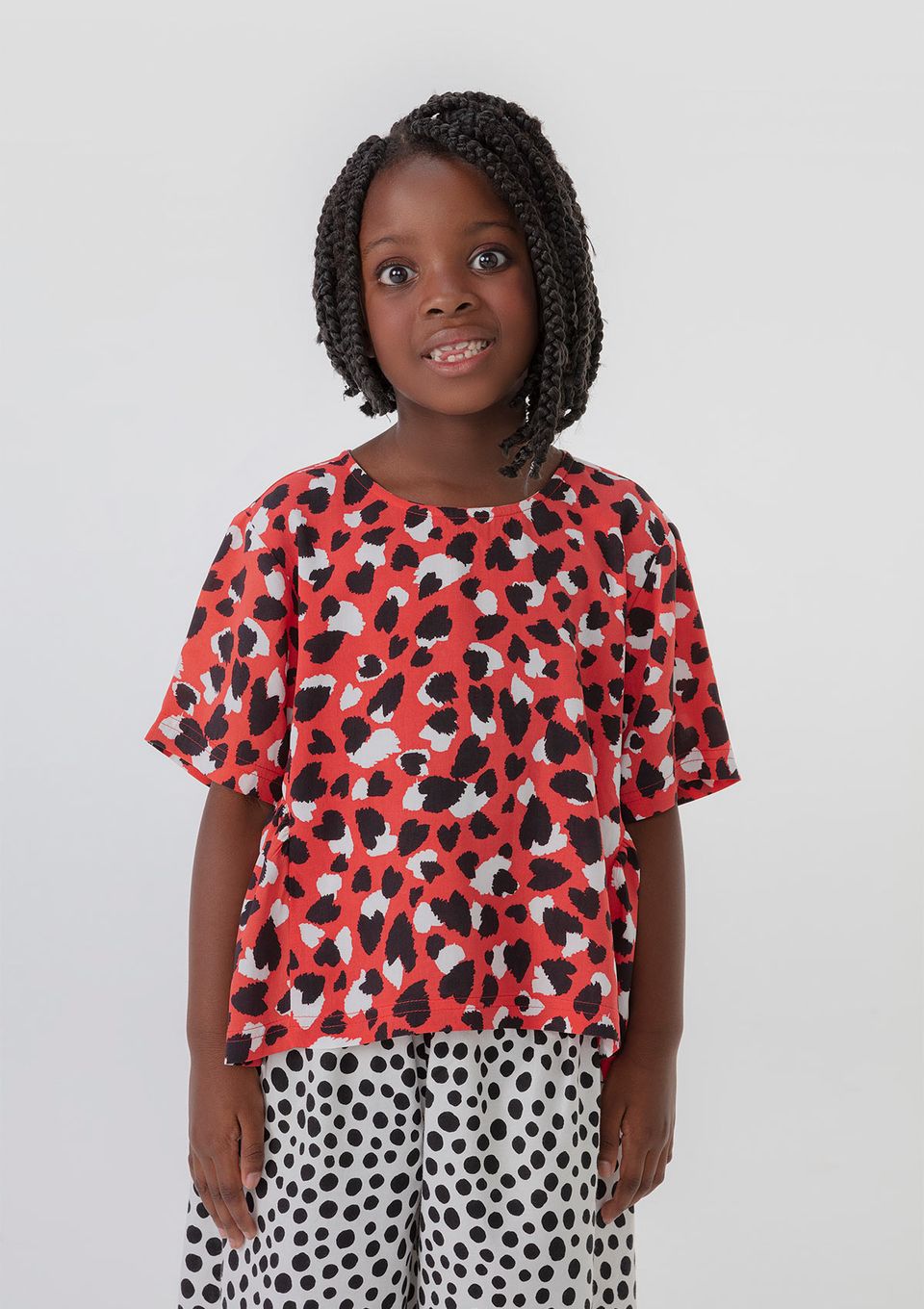 Blusa Infantil Menina com Estampa Corações Mãe e Filha - Vermelho