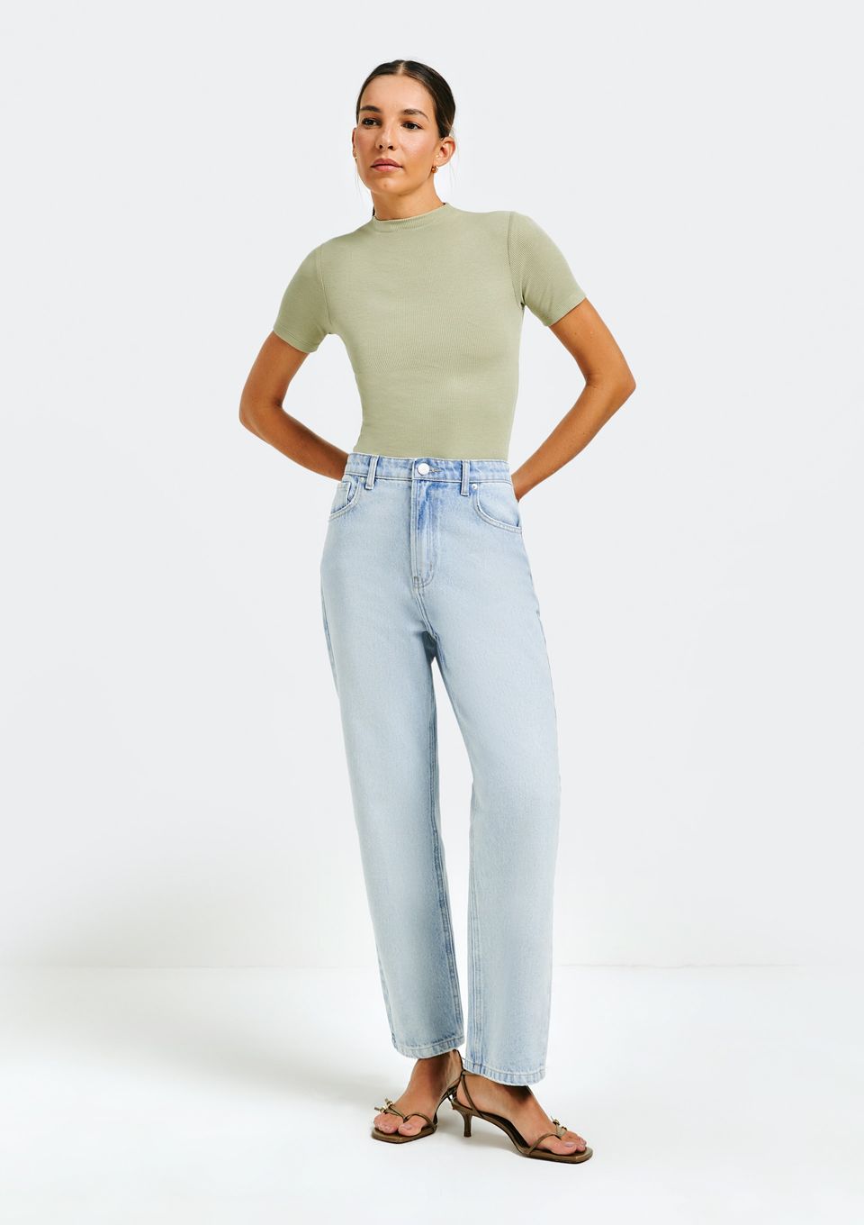 Calça Jeans Feminina Reta Cintura Alta Básicos do Brasil - Azul