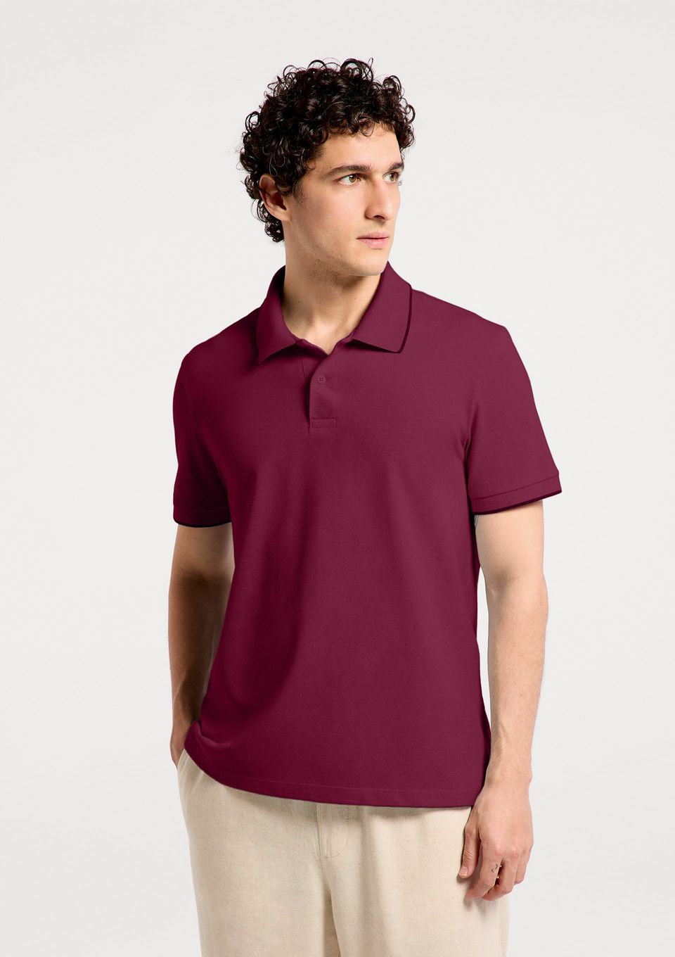 Camisa Polo Básica Masculina Manga Curta em Piquet - Vermelho