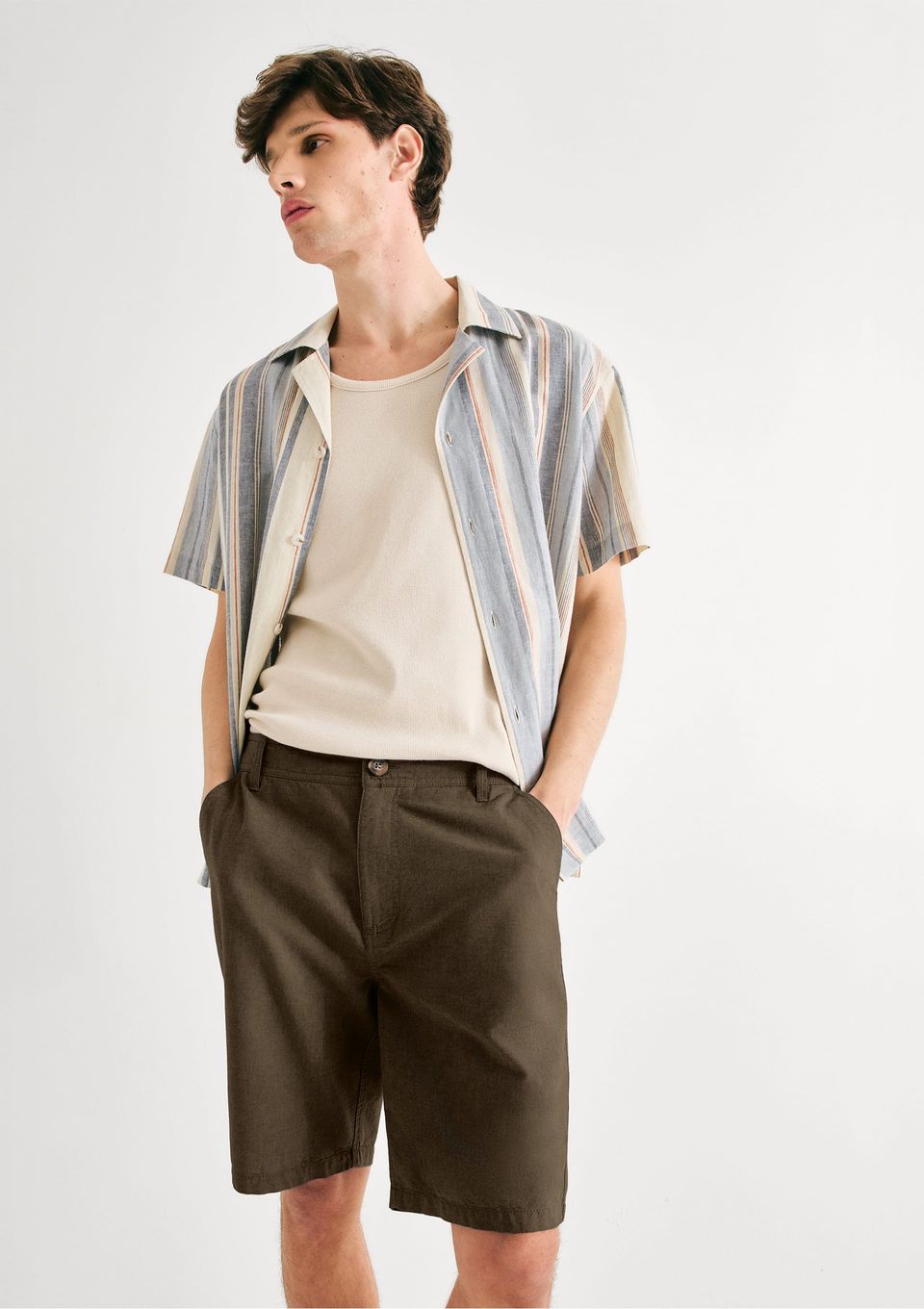Bermuda Masculina Chino Fio Tinto - Verde