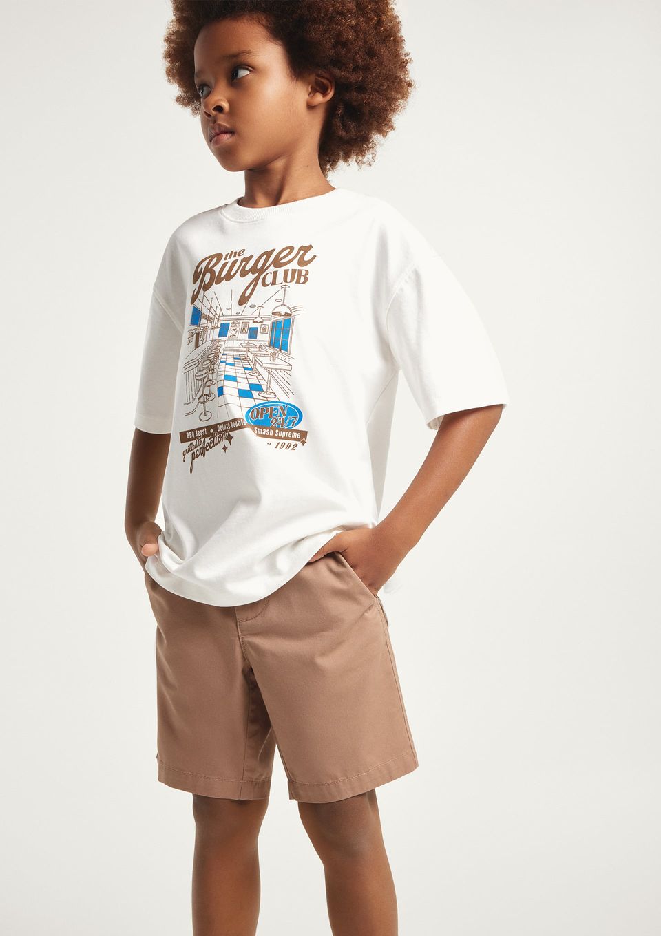 Bermuda Básica Infantil Menino Chino - Marrom