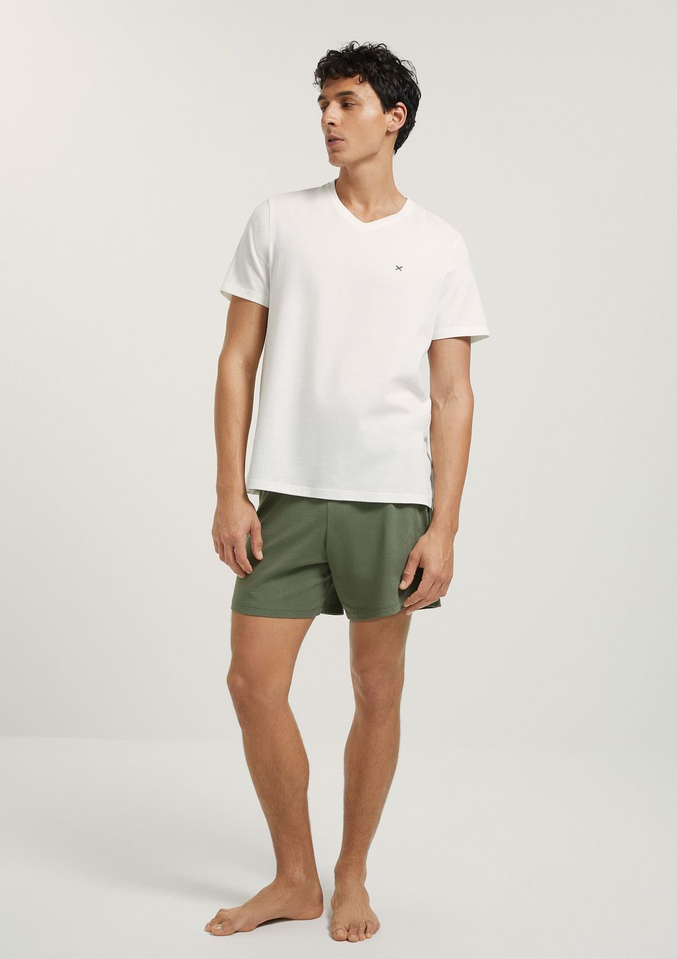 Pijama Masculino Curto com Bordado - Verde