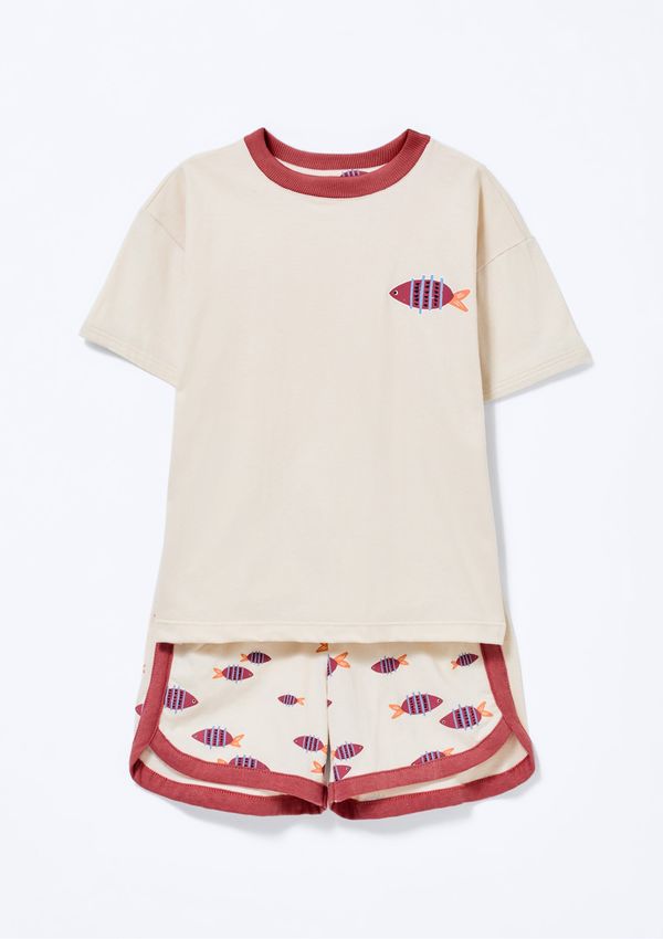 Pijama Curto Infantil Menina Que Brilha no Escuro - Off white 002