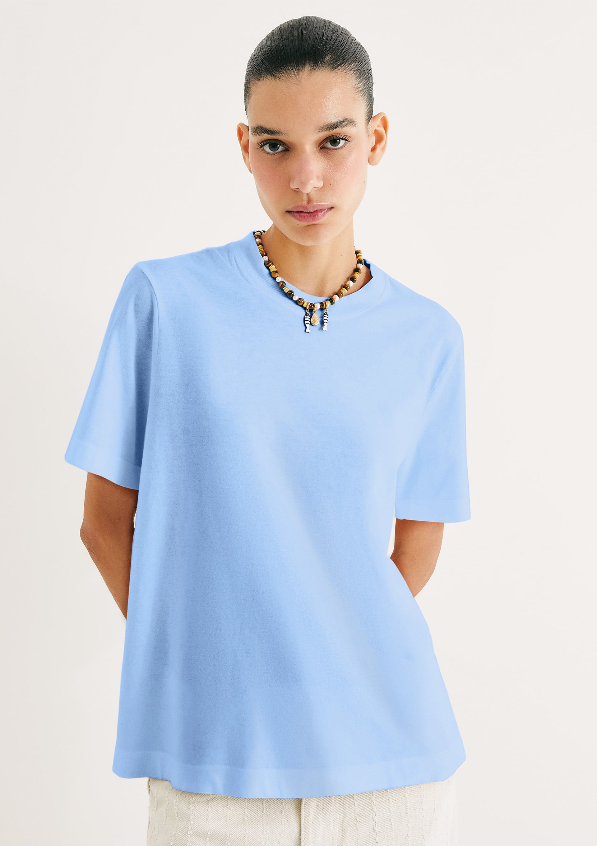 Camiseta Básica Feminina Estonada Soft - Azul