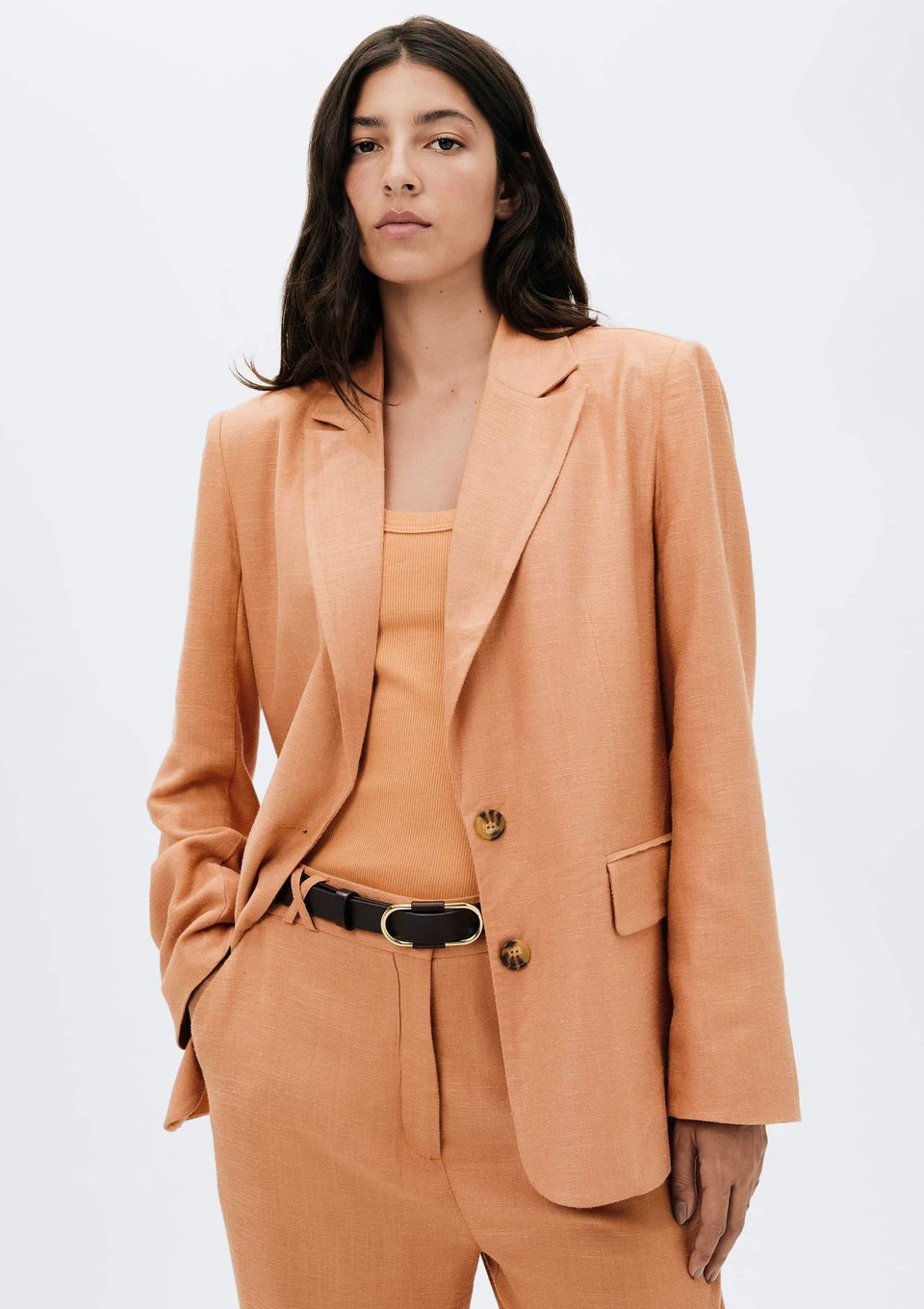 Blazer Feminino Reto em Viscolinho - Salmão