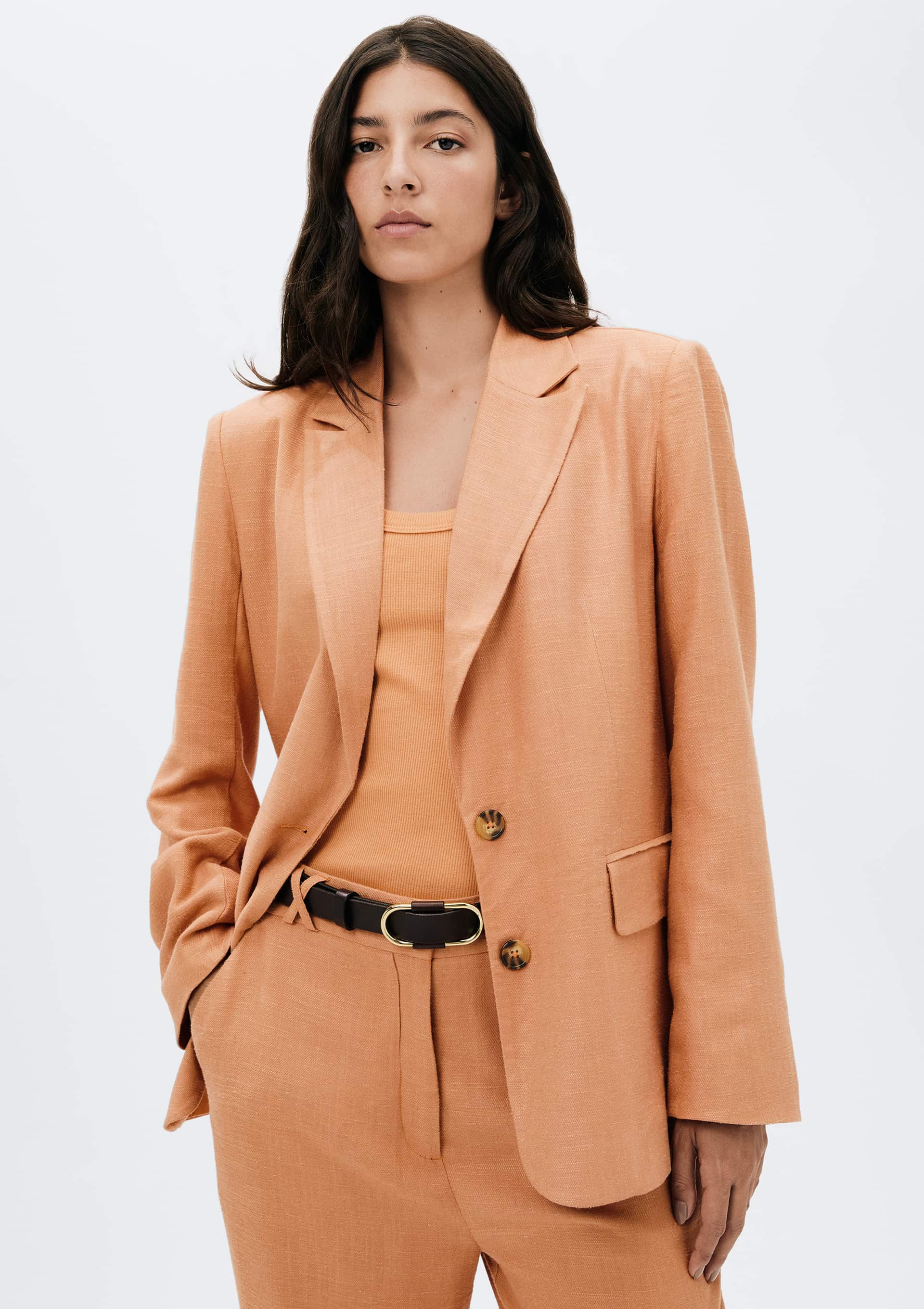 Blazer Feminino Reto em Viscolinho - Salmão