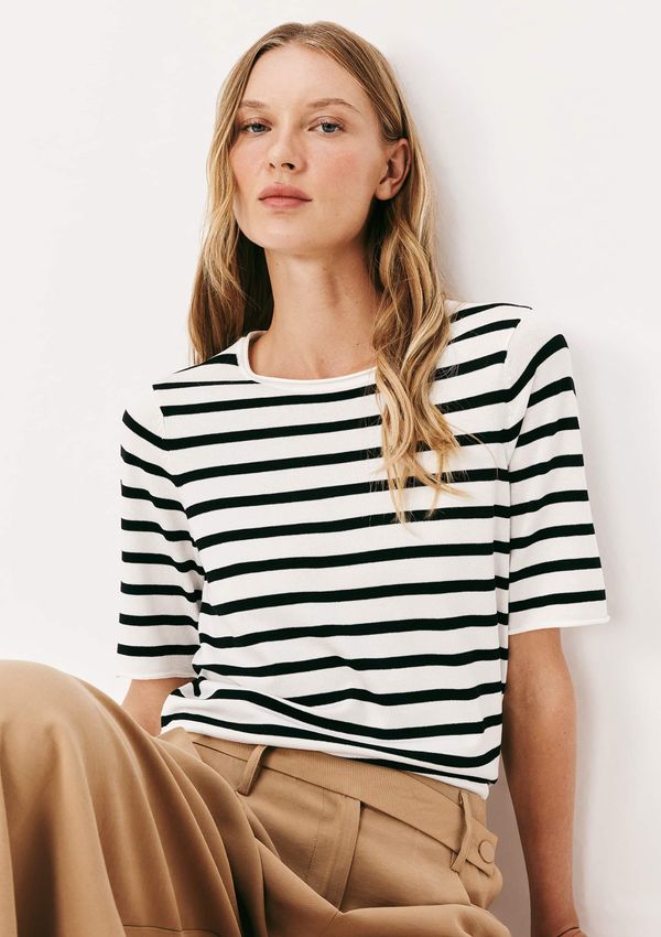 Blusa Feminina Listrada Em Tricô - Branco G