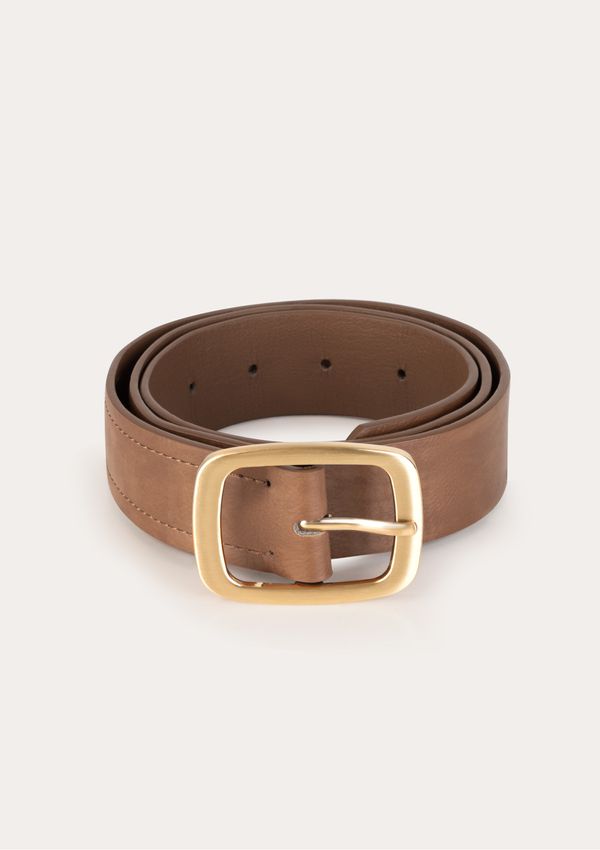Cinto Feminino Pespontado Com Fivela Quadrada - Bege M