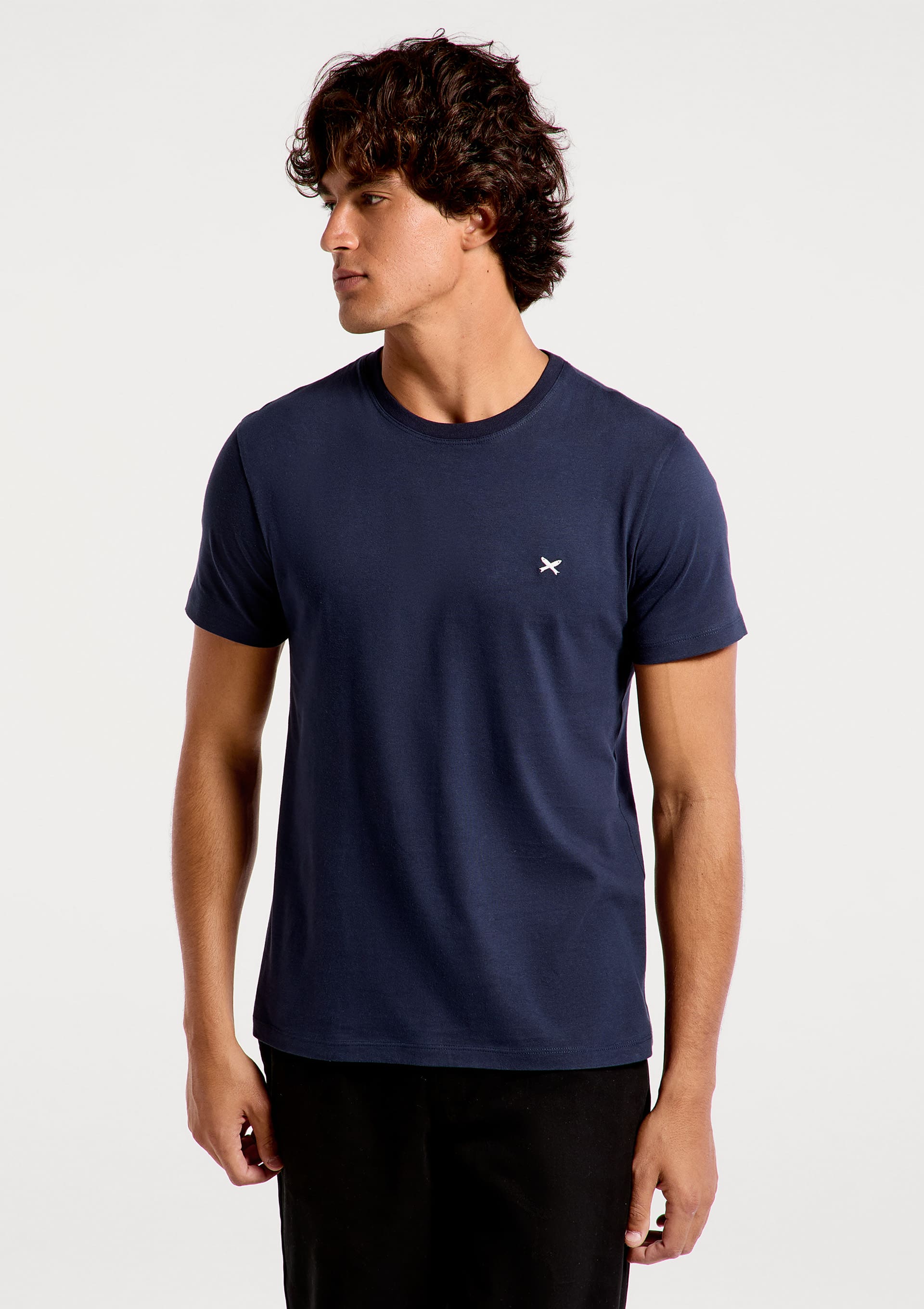 Camiseta Básica Masculina World Com Bordado - Azul