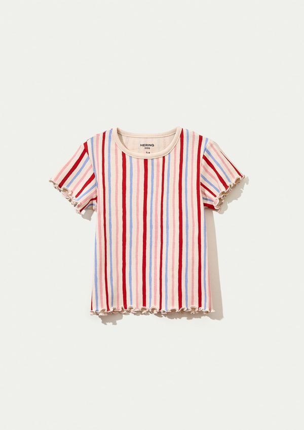 Blusa Infantil Menina Manga Curta Em Ribana Estampada - Creme 014