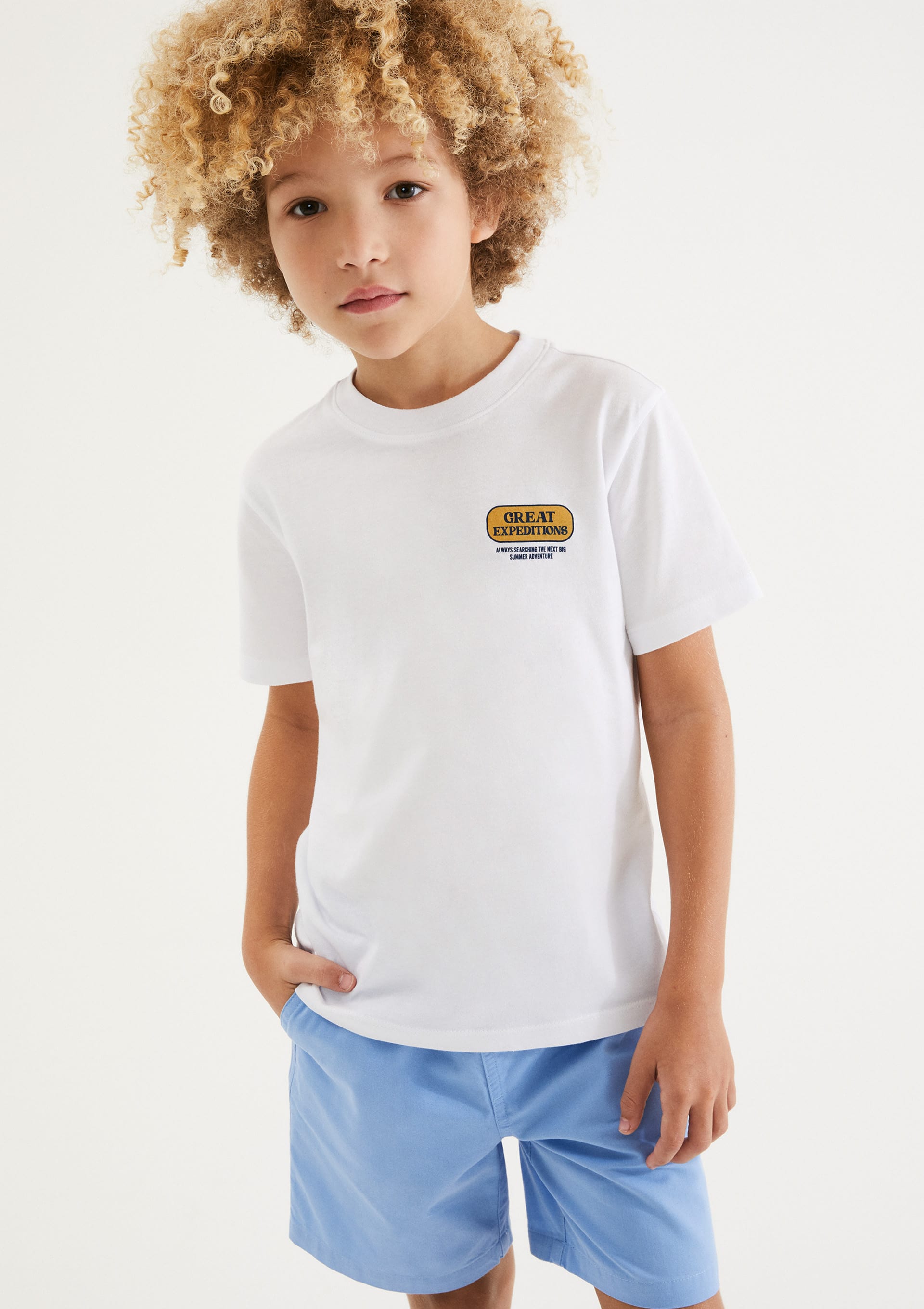 Camiseta Infantil Menino Regular Estampada - Branco